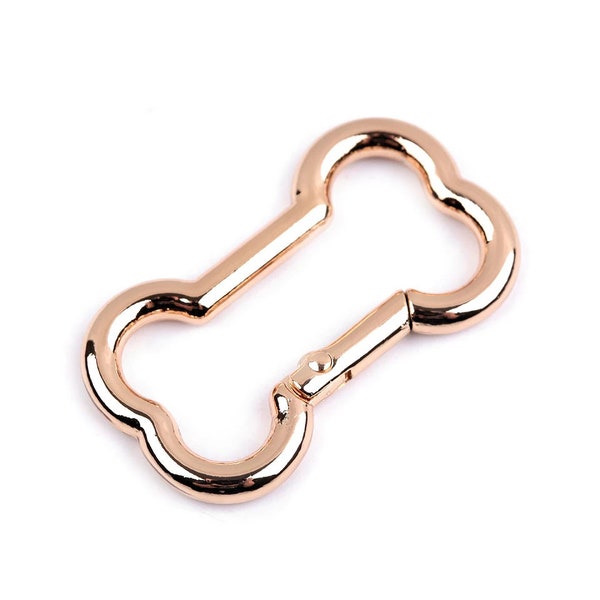 Karabiner rosé goldfarben Knochen