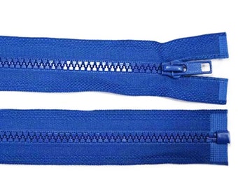 Separable zipper plastic 85 cm steel blue blue 5 mm