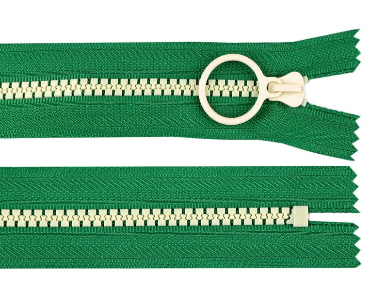 Reißverschluss 20cm bunt farbig Ring grün hell beige Bild 1