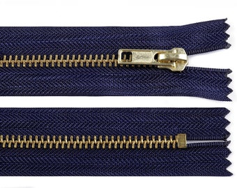 Metal zipper trouser zipper 12 cm dark blue 5 mm