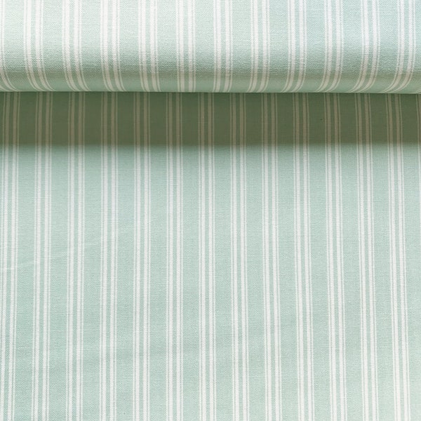 80 CM RESTSTÜCK Moda Baumwolle Ticking Stripe Streifen grün weiß