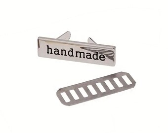 Label Handmade metal silver-colored