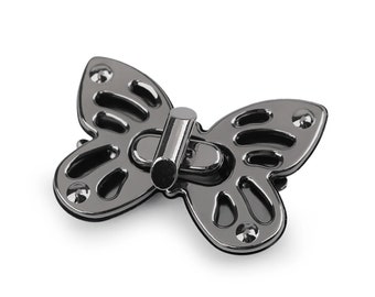 Bag closure twist lock butterfly black nickel