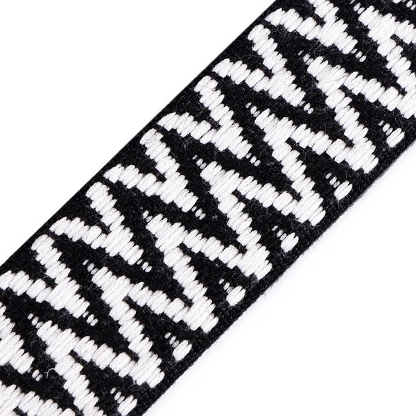 Gurtband 4cm breit Zick Zack Muster schwarz weiß ab 1m