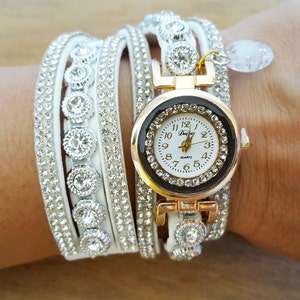 Boho Watch with Bracelet Rhinestone Watch Crystal Watch Long Bracelet Watch Quartz Watch Wristwatch Watch with Bracelet Women Watch