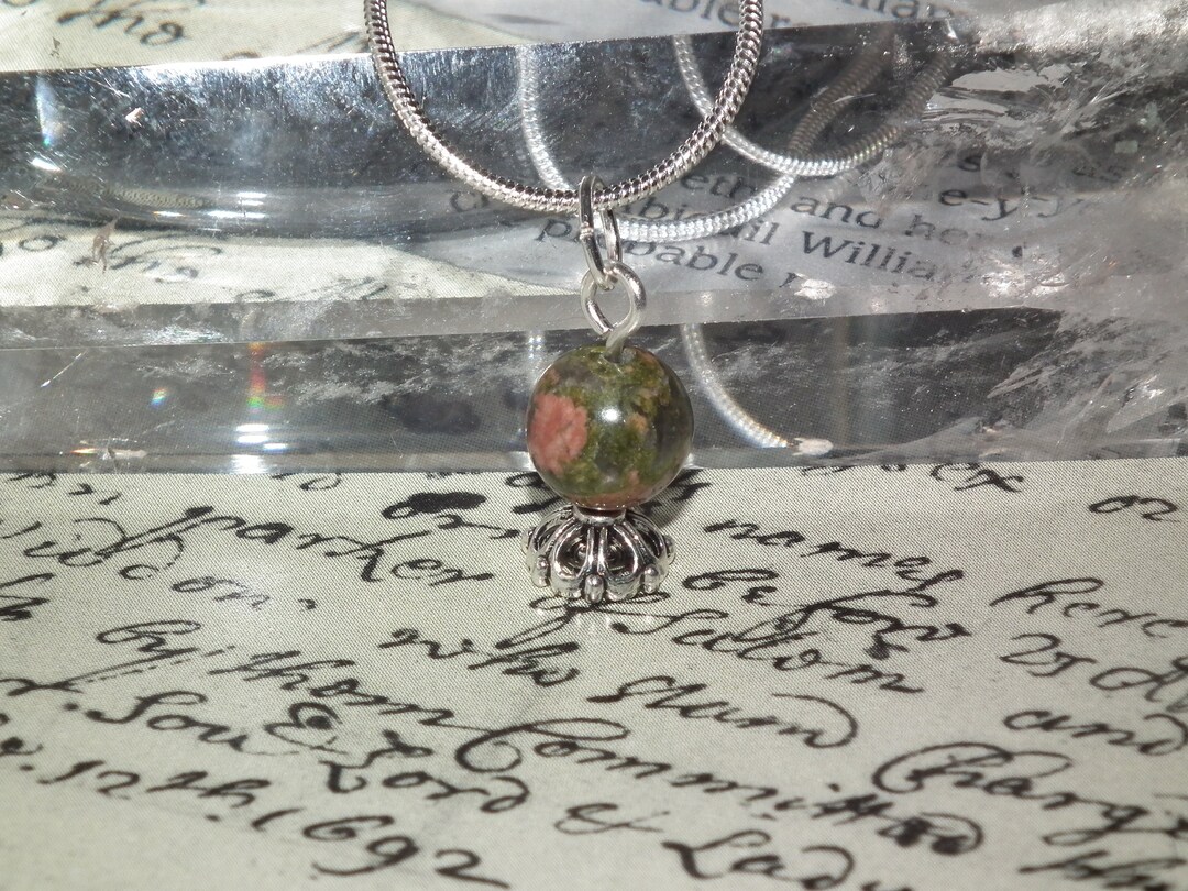 Mini Crystal Ball Necklace. Crystal Ball Bead Pendant With Base
