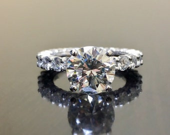 14K White Gold Eternity Diamond Engagement Ring - 14K Gold Diamond Wedding Ring - White Gold Diamond Eternity Ring - 2 Carat Diamond Ring
