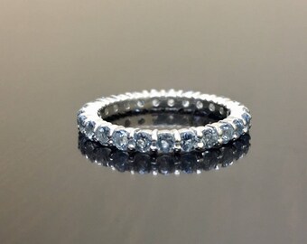 Platinum Eternity Aquamarine Engagement  Band - Eternity Platinum Aquamarine Wedding Band - Aquamarine Eternity Band - Aquamarine Band
