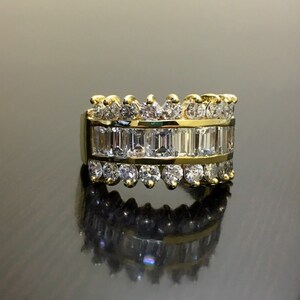 18K Yellow Gold Art Deco Emerald Cut Diamond Engagement Band - Etsy