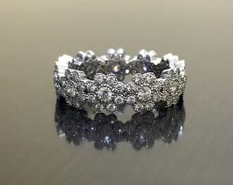 14K White Gold Eternity Diamond Engagement Band - Art Deco 14K Gold Diamond Wedding Band - Art Deco Diamond Eternity Band - 14K Diamond Band