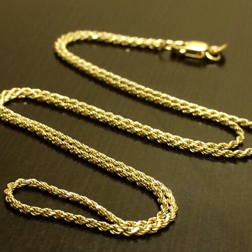 14K Yellow Gold Necklace 14K Gold Rope Chain Rope Chain Etsy