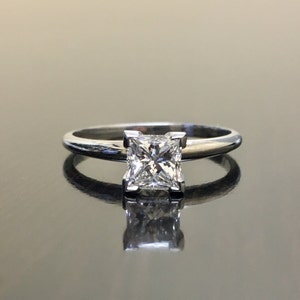 14K White Gold Princess Cut Solitaire Diamond Ring - Princess Cut Diamond Wedding Ring - 14K Diamond Solitaire Ring - GIA Engagement Ring