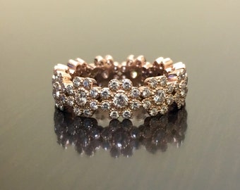 Rose Gold Eternity Diamond Engagement Band - Art Deco Rose Gold Diamond Wedding Band - Art Deco Diamond Eternity Band - 14K Diamond Band