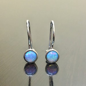 14K White Gold Opal Earrings 14K Gold Opal Drop Earrings 14K Opal Earrings Opal 14K Drop Earrings White Gold Drop Opal Earrings image 1