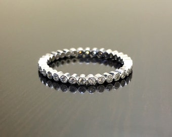 14K White Gold Eternity Diamond Engagement Band - 14K Gold Diamond Wedding Band - White Gold Diamond Eternity Band - Diamond White Gold Band
