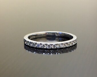 14K White Gold Diamond Engagement Band - Diamond Wedding Band - White Gold Band - Diamond Band - Diamond Ring - 14K Diamond Engagement Ring