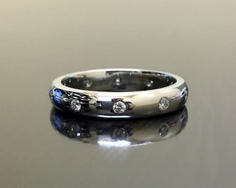 Zeitloses Platin Eternity Polierset Diamant Verlobungsring - Platin Handmade Eternity Diamant Ehering - Platin Diamant Eternity