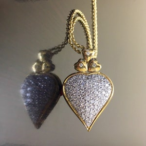 18K Yellow Gold Diamond Necklace - 18K Gold Heart Diamond Pendant - 18K Diamond Heart Necklace - Pave Diamond Heart Pendant - 18K Necklace