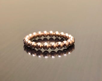 Totalmente hecho a mano moderno atemporal 14K oro rosa con cuentas banda de compromiso - high Polished Classic Rose Gold Wedding Band - Banda de oro rosa sólido