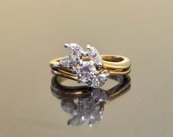 14K Yellow Gold Diamond Engagement Ring - Art Deco Marquise Diamond Wedding Ring - 14K Diamond Marquise Ring - Art Deco Gold Diamond Ring