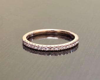 Handmade Modern Eternity 14K Rose Gold Diamond Engagement Band - Rose Gold Half Eternity Diamond Wedding Band - Handmade Rose Gold Band