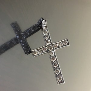 Art Deco 14K White Gold Diamond Cross - 14K Gold Diamond Cross Pendant - 14K Diamond Art Deco Cross - 14K Gold Cross - 14K Diamond Pendant