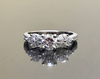 Art Deco Platinum Marquise Diamond Engagement Ring - Platinum Art Deco Diamond Wedding Ring - Diamond Art Deco Platinum Ring - Diamond Ring