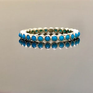 14K Yellow Gold Eternity Turquoise Engagement Band - Art Deco Yellow Gold Turquoise Wedding Band - Turquoise Band - Turquoise Eternity Band
