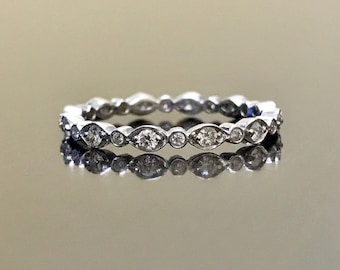 Platinum Eternity Diamond Engagement Band - Art Deco Platinum Diamond Wedding Band - Diamond Stackable Band - Diamond Eternity Platinum Band
