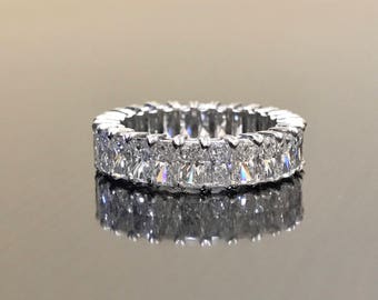 Art Deco Platinum Eternity Radiant Diamond Engagement Band - Platinum Diamond Eternity Band - Platinum Art Deco Diamond Wedding Band