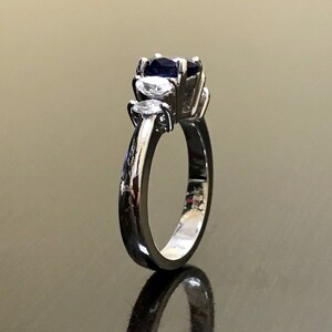 Art Deco Platinum Ceylon Blue Sapphire Diamond Engagement Ring - Platinum Sapphire Diamond Wedding Ring - Blue Sapphire Ring - Platinum Ring image 9