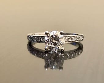18K Weißgold Art-Deco-Diamant-Verlobungsring - 18K Gelbgold Solitär Diamant Ehering - Diamant-Solitär-Ring - Art-Deco-Diamant-Ring