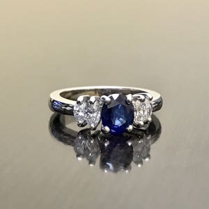 Art Deco Platinum Ceylon Blue Sapphire Diamond Engagement Ring - Platinum Sapphire Diamond Wedding Ring - Blue Sapphire Ring - Platinum Ring image 2