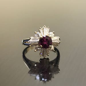 14K Yellow Gold Art Deco Ruby Diamond Engagement Ring Art Deco 14K Gold Diamond Ruby Wedding Ring Ruby Diamond Ring Art Deco Ruby Ring image 2