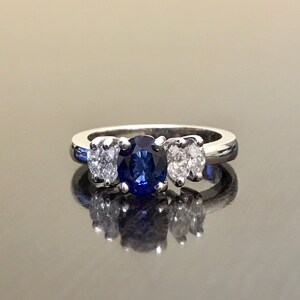 Art Deco Platinum Ceylon Blue Sapphire Diamond Engagement Ring - Platinum Sapphire Diamond Wedding Ring - Blue Sapphire Ring - Platinum Ring image 4