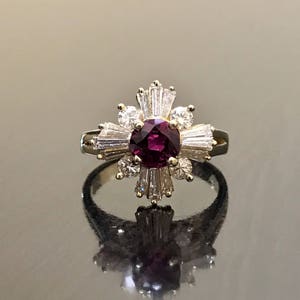 14K Yellow Gold Art Deco Ruby Diamond Engagement Ring Art Deco 14K Gold Diamond Ruby Wedding Ring Ruby Diamond Ring Art Deco Ruby Ring image 1