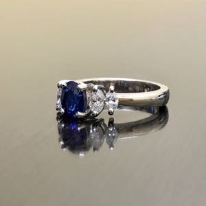 Art Deco Platinum Ceylon Blue Sapphire Diamond Engagement Ring - Platinum Sapphire Diamond Wedding Ring - Blue Sapphire Ring - Platinum Ring image 5