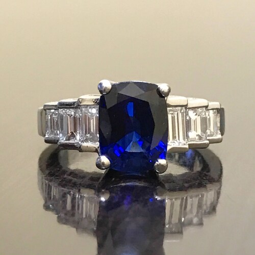 Platinum Emerald Cut Diamond Engagement Ring Art Deco - Etsy