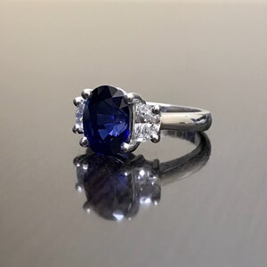 Ceylon Blue Sapphire Engagement Ring Art Deco Platinum Sapphire Diamond ...