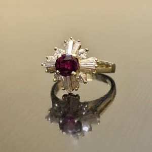 14K Yellow Gold Art Deco Ruby Diamond Engagement Ring Art Deco 14K Gold Diamond Ruby Wedding Ring Ruby Diamond Ring Art Deco Ruby Ring image 6