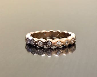 18K Rose Gold Eternity Diamond Engagement Band - Art Deco Rose Gold Diamond Wedding Band - Rose Gold Diamond Eternity Band - Rose Gold Band