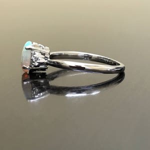 14K White Gold Diamond Opal Engagement Ring Art Deco Gold - Etsy