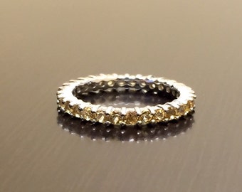 Eternity Yellow Citrine Engagement Band - Silver Citrine Eternity Band - Yellow Citrine Band - Citrine Wedding Band - Eternity Citrine Ring