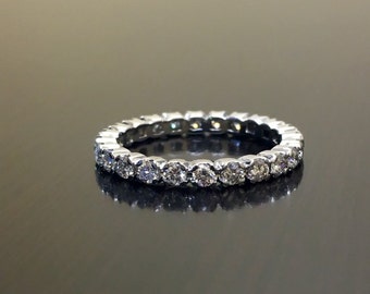 Platinum Eternity Diamond Engagement Band - Platinum Diamond Wedding Band - Platinum Diamond Eternity Band - Stackable Diamond Platinum Band