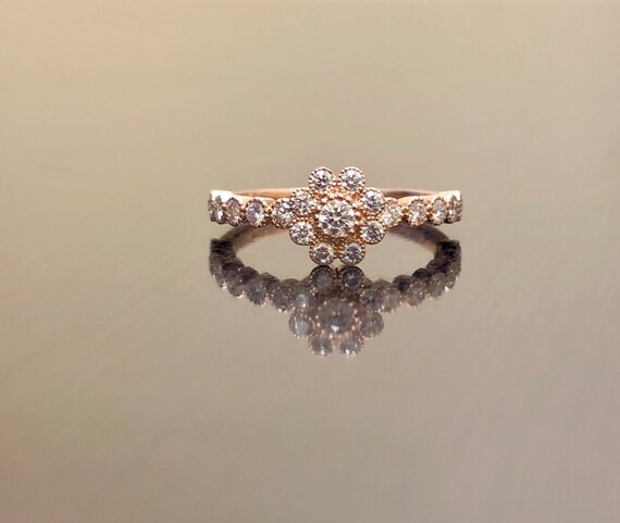 Art Deco Diamond Engagement Ring - 14K Rose Gold … - image 7