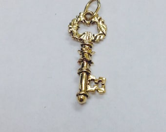 14K Yellow Gold Key Pendant - 14K Gold Key Charm - 14K Gold Key - Gold Key - Key Charm - 14K Key - Gold Pendant - Handmade Yellow Gold Key