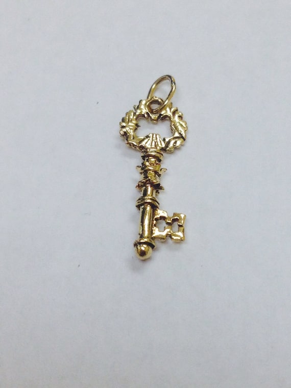 14K Yellow Gold Key Pendant 14K Gold Key Charm 14K Gold Key Gold