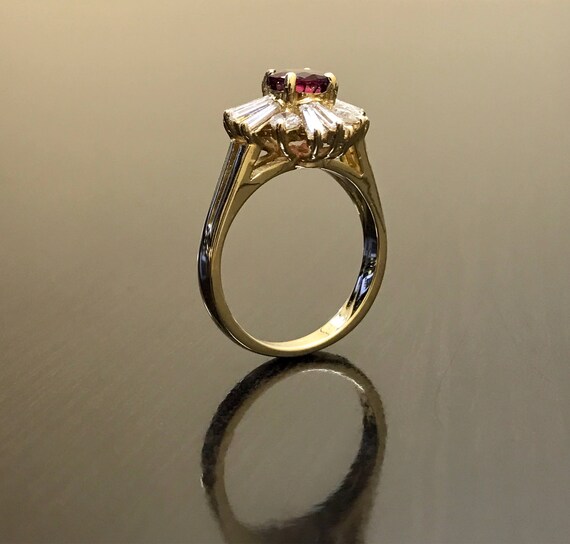 14K Yellow Gold Art Deco Ruby Diamond Engagement … - image 10