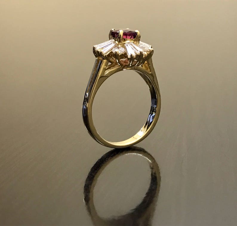 14K Yellow Gold Art Deco Ruby Diamond Engagement Ring Art Deco 14K Gold Diamond Ruby Wedding Ring Ruby Diamond Ring Art Deco Ruby Ring image 10