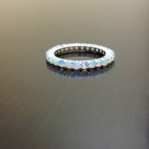 Eternity Opal Engagement Band - Opal Eternity Band - Opal Wedding Band - Eternity Opal Band - Sterling Silver Opal Band - Opal Silver Band